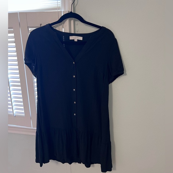 Black, Loft, babydoll button up dress - Picture 1 of 2